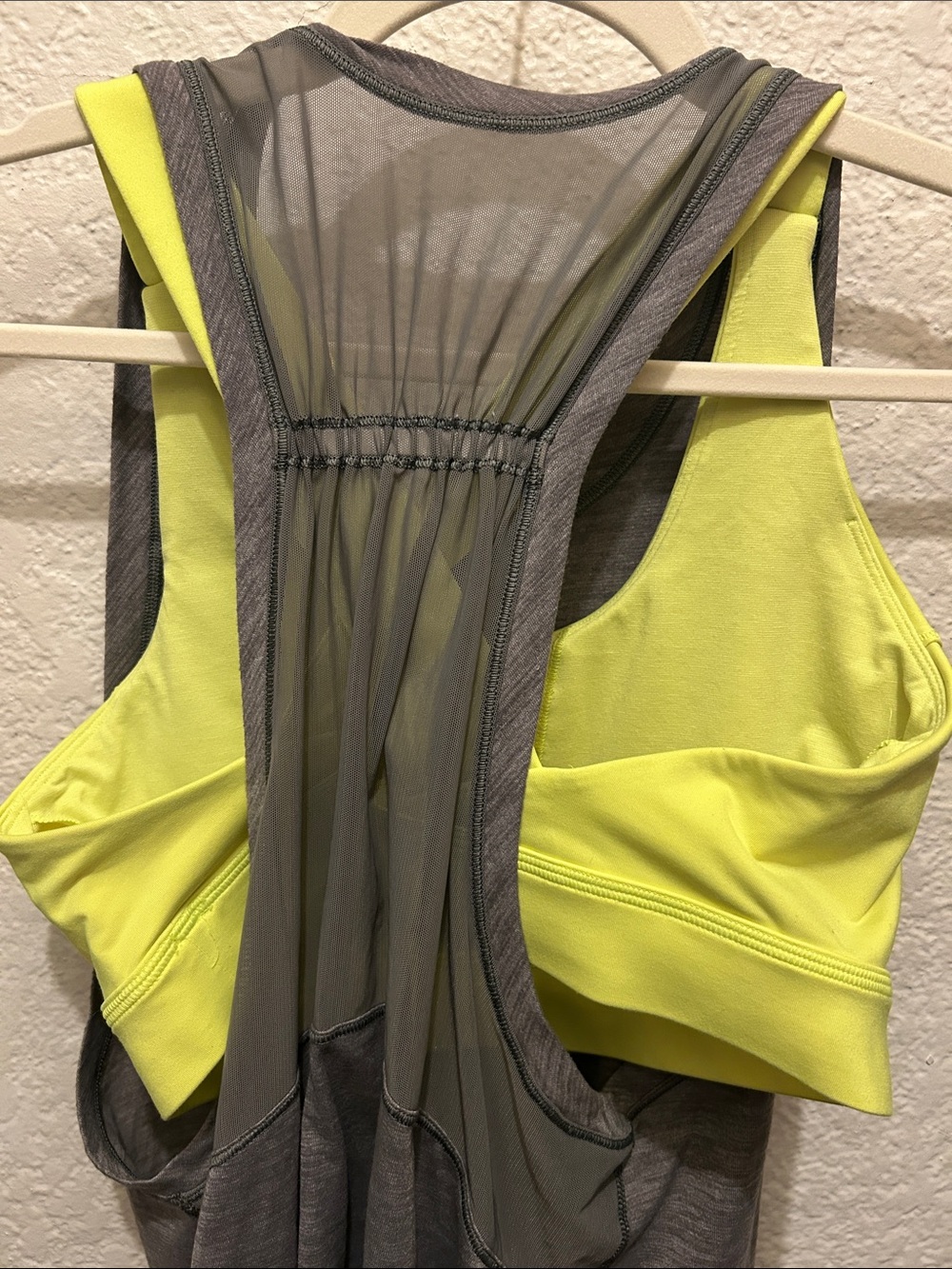LULULEMON athletica Gray Tank with Neon Yellow Side Panel *Original Style* - Picture 5 of 6